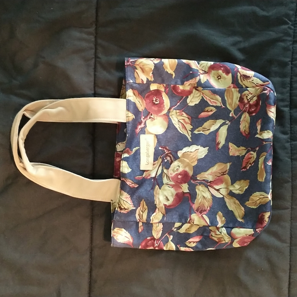 Longaberger Tote Hand Bag, Fall Apple Print